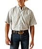 Color:Turquoise/Aqua/White - Image 1 - Kai Classic Fit Short Sleeve Printed Poplin Shirt