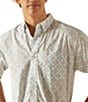 Color:Turquoise/Aqua/White - Image 4 - Kai Classic Fit Short Sleeve Printed Poplin Shirt