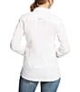 Color:White - Image 2 - Kirby Stretch Poplin Button Front Point Collar Long Sleeve Shirt