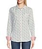 Color:Steer Garden - Image 1 - Kirby Stretch Printed Point Collar Long Sleeve Button-Front Shirt