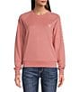 Color:Dusty Rose - Image 1 - Logo Front Crew Neckline Long Sleeve Pullover