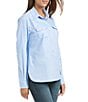 Color:Chambray Blue - Image 1 - Loyola Wrinkle Resistant Point Collar Long Sleeve Shirt