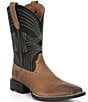 Color:Barley Brown/Matte Black - Image 1 - Men's Sport Wide Square Toe Colorblock Western Boots