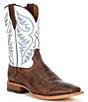 Color:Pecan Brown/Coastal Blue - Image 1 - Men's Wiley Leather Western Boots