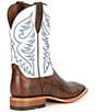 Color:Pecan Brown/Coastal Blue - Image 2 - Men's Wiley Leather Western Boots