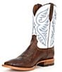 Color:Pecan Brown/Coastal Blue - Image 4 - Men's Wiley Leather Western Boots