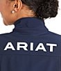 Ariat New Team Logo Soft Shell Stand Collar Sleeveless Color Block Vest, Color:Navy - Image 3