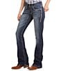 Ariat R.E.A.L Mid Rise Stretch Denim Embroidered Pocket Bootcut Jeans, Color:Marine - Image 1