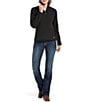 Ariat REAL Shadow Print Long Sleeve Stand Collar Softshell Zip Front Jacket, Color:Black - Image 2