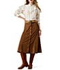 Ariat Serena Stretch Faux Suede Mid Length Front Button A-Line Skirt - Image 3