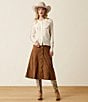 Ariat Serena Stretch Faux Suede Mid Length Front Button A-Line Skirt - Image 5