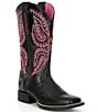 Color:Black Derrtan - Image 1 - Women's Cattle Caite Leather Stretchfit Western Boots