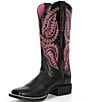 Color:Black Derrtan - Image 4 - Women's Cattle Caite Leather Stretchfit Western Boots