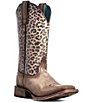 Color:Naturally Distressed Brown - Image 1 - Women's Circuit Savanna Leopard Print Western Mid Boots
