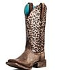 Color:Naturally Distressed Brown - Image 4 - Women's Circuit Savanna Leopard Print Western Mid Boots
