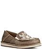 Color:Brown Bomber - Image 1 - Women's Cruiser Embroidered Leather Slip-Ons