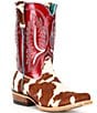 Color:Cowtown Hair On/Ruby Red Patent - Image 1 - Women's Futurity Colt Leather Calf-Hair Western Boots