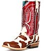 Color:Cowtown Hair On/Ruby Red Patent - Image 4 - Women's Futurity Colt Leather Calf-Hair Western Boots