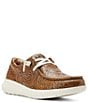 Color:Brown - Image 1 - Women's Hilo Floral Embossed Leather Slip-Ons