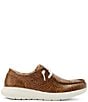 Color:Brown - Image 2 - Women's Hilo Floral Embossed Leather Slip-Ons