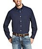Color:Navy - Image 1 - Wrinkle-Free Solid Long-Sleeve Woven Shirt
