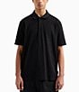 Armani Exchange Allover Logo Jacquard Short Sleeve Polo Shirt, Color:Black - Image 1