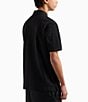 Armani Exchange Allover Logo Jacquard Short Sleeve Polo Shirt, Color:Black - Image 2