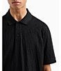 Armani Exchange Allover Logo Jacquard Short Sleeve Polo Shirt, Color:Black - Image 3