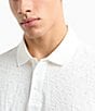 Armani Exchange Allover Logo Jacquard Short Sleeve Polo Shirt, Color:Off White - Image 3