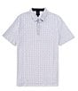 Color:White - Image 1 - Allover Logo Print Short Sleeve Polo Shirt