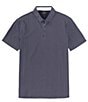 Color:Navy - Image 1 - Allover Logo Print Short Sleeve Polo Shirt