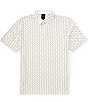 Armani Exchange Allover Logo Print Short Sleeve Polo Shirt, Color:Off White - Image 1
