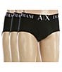 Armani Exchange AX Briefs 3-Pack, Color:Solid Black - Image 1
