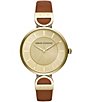 Color:Brown - Image 1 - Brooke Brown Leather Strap Watch