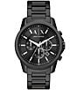Color:Black - Image 1 - Men's Chronograph Black Stainless Steel Watch