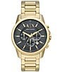 Color:Gold - Image 1 - Men's Chronograph Gold-Tone Black Dial Stainless Steel Watch