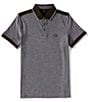 Armani Exchange Contrasting Color Short Sleeve Polo Shirt, Color:Jet Black - Image 1
