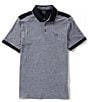 Color:Blue - Image 1 - Contrasting Color Short Sleeve Polo Shirt