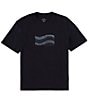 Color:Deep Navy - Image 1 - Embroidered Wave Short Sleeve T-Shirt