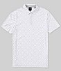 Color:White Rombus - Image 1 - Geometric Printed Logo Jersey Short Sleeve Polo Shirt