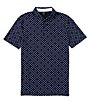 Color:Navy Blazer - Image 1 - Geometric Printed Logo Jersey Short Sleeve Polo Shirt