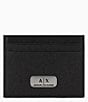 Color:Black - Image 1 - Metal Logo Leather Credit Card Holder