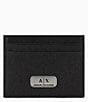 Armani Exchange Metal Logo Leather Credit Card Holder, Color:Black - Image 1