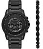 Armani Exchange Men's Banks Chronograph Stainless Steel Bracelet Watch and Bracelet Set, Color:Black - Image 1