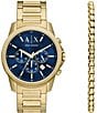 Armani Exchange Men's Banks Chronograph Stainless Steel Bracelet Watch and Bracelet Set, Color:Gold - Image 1