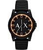 Armani Exchange Men's Banks Rd. Three-Hand Black Silicone Strap Watch, Color:Black - Image 1