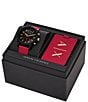 Color:Red - Image 2 - Men's Chronograph Red Silicone Strap Watch and Luggage Tag Set