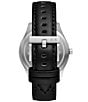 Color:Black - Image 3 - Men's Dante Silver Tone Multifunction Black Leather Strap Watch