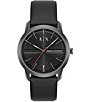 Armani Exchange Men's Lexon Quartz Three-Hand Black Silicone Strap Watch - Image 1
