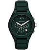Color:Green - Image 1 - Men's Rafael Chronograph Green Silicone Strap Watch